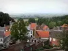 Cassel - From the Cassel mountain, view of the roofs of the houses of the city, trees and landscapes of the Flanders plain 
