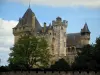 Castillo de Montfort - Castillo y los árboles, en el valle de la Dordogne, en Périgord