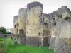 Castillo de Villandraut - Tours de la fortaleza medieval y el puente sobre el foso