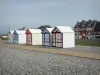 Cayeux-sur-Mer - Beach huts, board road, pebbles and houses of the seaside resort