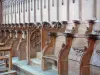 La Chaise-Dieu Abbey - Inside the Saint-Robert abbey church: oak stalls of the choir