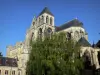 Châlons-en-Champagne - Catedral de San Esteban de estilo gótico, sauce llorón (árbol) y farola