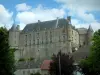 Châteauneuf-sur-Cher - Château et maisons de la ville, nuages dans le ciel