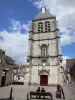 Châteauroux - Saint-Martial church, square with benches and houses of the old town