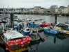 Cherbourg-Octeville - Vue sur le port et ses bateaux de pêche et de plaisance, et les bâtiments de la ville