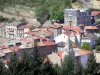 Le Cheylard - Vue sur le clocher d'église et les toits de la ville ; dans le Parc Naturel Régional des Monts d'Ardèche