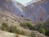 Col de Sarenne pass road - Oisans: view of mountain slopes and trees from the pastoral road of the Col de Sarenne pass