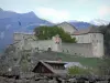 Colmars - Savoie fort and mountains in background; in the Verdon upper valley