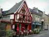 Combourg - Restaurant terrace, house with red timber framings