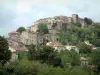 Cordes-sur-Ciel - View of trees and houses of the Albigensian fortified town