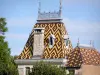 Côte de Beaune vineyards - Château de Corton André with its glazed tile roof, in Aloxe-Corton