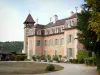 Côte de Beaune vineyards - Château de Monthelie with glazed tile roofs