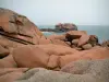 Côte de granit rose - Les Rochers de Ploumanac'h :énormes rochers de granit roses et mer (la Manche)