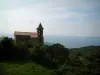 Coti-Chiavari - Church of the village surrounded by forest and view of the Mediterranean sea