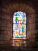 Courville church - Inside of the Saint-Julien Romanesque church: stained glass window