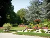Coutances - Botanical garden: trees, flowerbeds, flowers and lawns