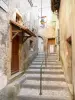 Crest - Ruelle en escalier bordée de maisons anciennes