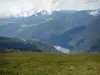 Crest road - Alpine pasture and lake surrounded by mountains below (Ballons des Vosges Regional Nature Park)