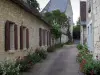 Crissay-сюр-Manse - Деревенский переулок, выложенный цветами и каменными домами, в долине Мансе