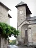 Curemonte - St. Bartholomew's Church and flowers glycine