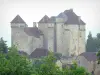 Curemonte - Castillos de Saint-Hilaire y Plas con vistas a las casas del pueblo