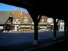 Deauville - Côte Fleurie (Flower coast): wooden pillars, square, and timber-framed houses