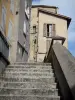 Digne-les-Bains - Old town: stair and houses