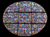 Dijon - Dentro de la iglesia de Notre-Dame: vidriera en el rosetón sur