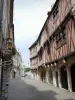 Dijon - Rue Verrerie y sus antiguas casas con entramado de madera y ménsulas