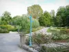 Dijon - Parc de l'Arquebuse con sus caminos bordeados de árboles y macizos de flores