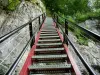 Escaleras de la Muerte - Hierro escalera y acantilado (pared de roca) en las gargantas del Doubs