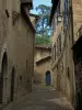 Figeac - Narrow street lined with stone houses, in the Quercy