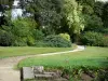 Gardens of the Palace of Fontainebleau - English garden: alley lined with lawns, shrubs and trees