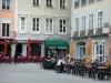 Grenoble - Place Saint-André square: facades of houses and café terraces