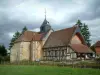 Half-timbered church - Meadow, cemetery and Chauffour-lès-Bailly church