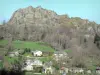 Haute-Loire landscapes - Basalt organs from the sap of Chapteuil and houses below; in the town of Saint-Julien-Chapteuil