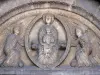 Iglesia de Corneilla-de-Conflent - Esculpida tímpano de la portada de la iglesia románica de Santa María
