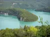 Lago de Vouglans - Depósito de agua (lago artificial), meandros, arboladas riberas, los bosques