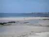 Landscapes of the Brittany coast - Sandy beach and sea (ocean), coasts in background
