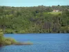 Landscapes of Dauphiné - Paladru lake (natural lake of glacial origin) and its wooded bank