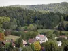 Landscapes of Dauphiné - Houses surrounded by trees and meadows, forest overhanging the place