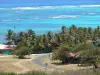 Landscapes of the Guadeloupe - Island of Marie-Galante: view of the coconut palms and turquoise lagoon of Capesterre-de-Marie-Galante