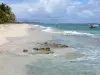 Landscapes of the Guadeloupe - Island of La Désirade: coastal landscape and waves of the Atlantic Ocean