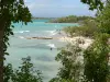 Landscapes of the Guadeloupe - Verdant coast of the island of Grande-Terre overlooking the turquoise waters of the sea
