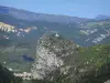 Lanscapes of Alpes-de-Haute-Provence - Rock (cliff) with its Notre-Dame du Roc chapel towering over the town of Castellane; in the Verdon Regional Nature Park