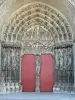 Laon - Central portal of the west facade of the Notre-Dame cathedral of Gothic style