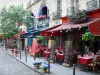 Latin district - Restaurant terraces of the Harpe street