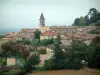 Lautrec - Los árboles, la iglesia de Saint-Remy y casas de la villa medieval