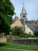 Laval - View of the bell tower of the Sainte-Trinité cathedral and the houses of the old town