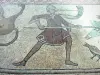 Lescar cathedral - Inside the Notre-Dame Cathedral: detail of the Romanesque mosaic of the choir - scene from the Life of Jesus